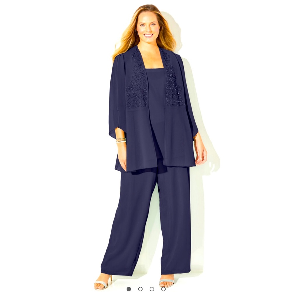 Catherine’s 3 piece Masquerade beaded pant set. Navy blue, 24W
